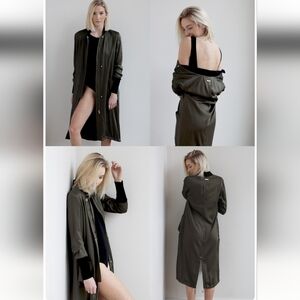 Soia & Kyo Army Green Bai Duster Trench Coat Jacket Small